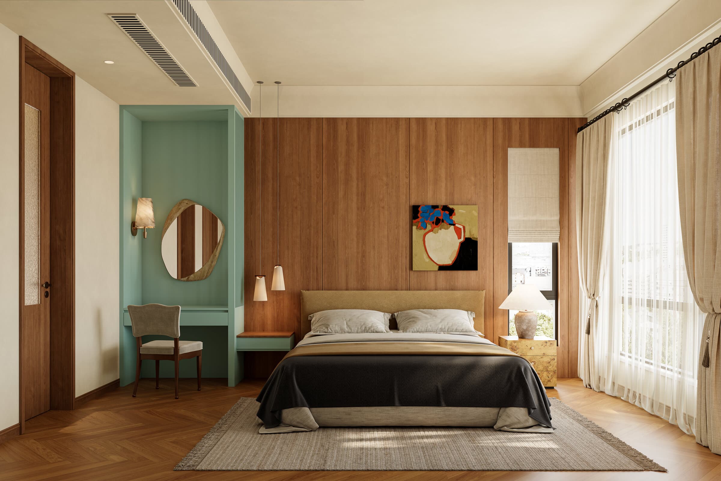 Bedroom with restrained palette